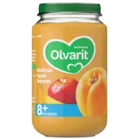 Olvarit Fruithapje 8m Abrikoos Appel Banaan 200 gr