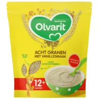 Olvarit Granenpap Acht Granen Vanillesmaak 12+ Maanden 200 gr