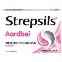 Strepsils Zuigtabletten Aardbei Suikervrij 24 tabletten