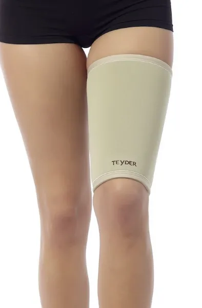 Neopreen Bovenbeenbrace - Maat: Medium (omvang bovenbeen 51-55 cm) - Kleur: Beige