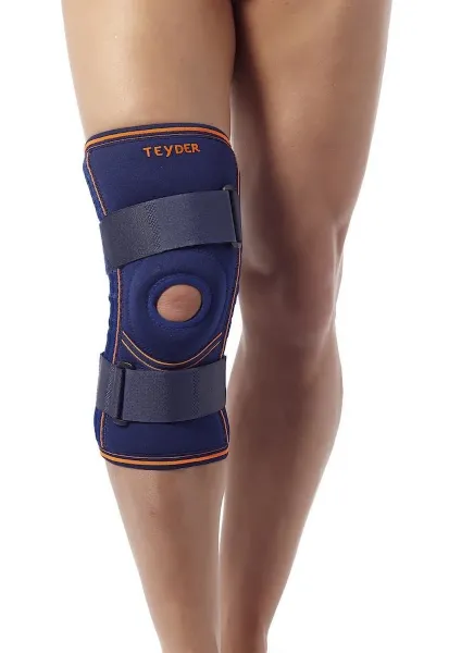 Neopreen Kniebrace met Baleinen - Kleur: Blauw - Maat: Medium (omvang knie 36-38 cm)