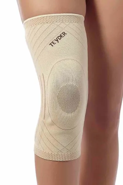 Premium Kniebrace met Flexibele Baleinen - Kleur: Beige - Maat: XL (omvang knie 43-45 cm)