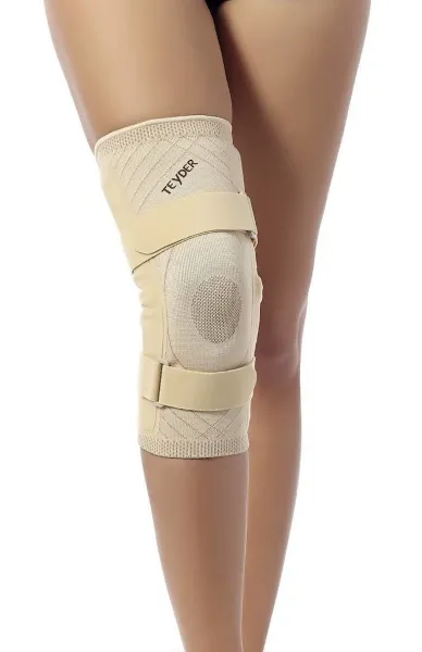 Premium Kniebrace met Scharnieren - Kleur: Beige - Maat: Large (omvang knie 39-42 cm)