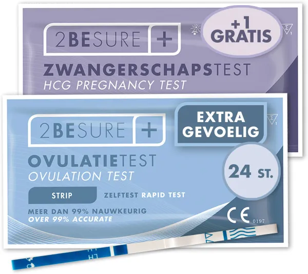 2-BeSure - Extra Gevoelige Ovulatietest - 24 Stuks - Extra GRATIS Zwangerschapstest