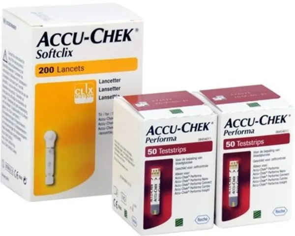 Accu Chek Performa actiepakket: 100 teststrips + 200 softclix