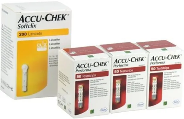 Accu Chek Performa actiepakket: 150 teststrips en 200 softclix