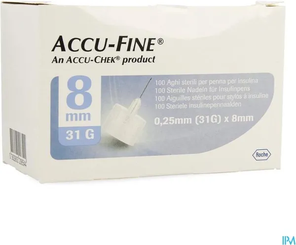 Accu-Fine 0,25mm(31G)x 8mm 100 Stuks
