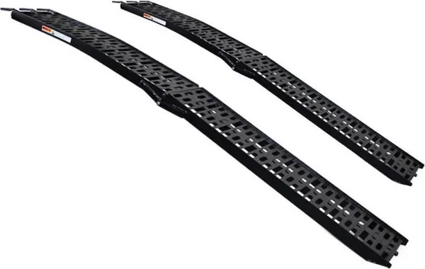 Extra verstevigde aluminium zwarte oprijplaat opklapbaar - 225 cm - 2 stuks