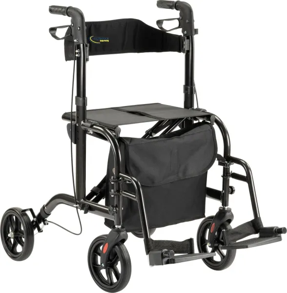 Duo Rollator Antraciet - Rollator en Rolstoel in 1
