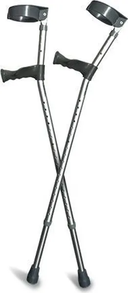 Elleboogkrukken Zilver, Anatomische Handvatten, Gesloten Manchet, tot 160 kg