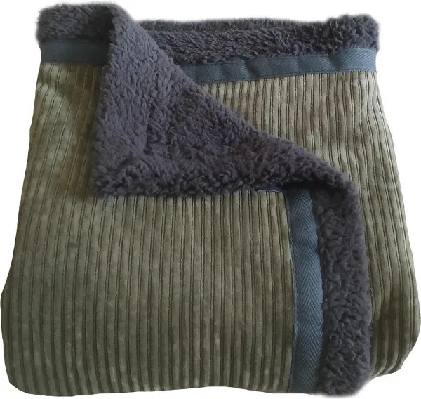 Handgemaakte deken of plaid rolstoel mosgroen chenille rib 130 x 80 cm