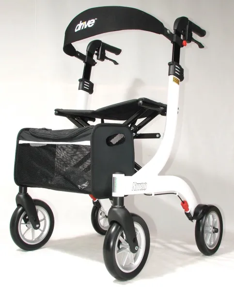 Lichtgewicht rollator Nitro Wit LARGE met ultra soft wielen
