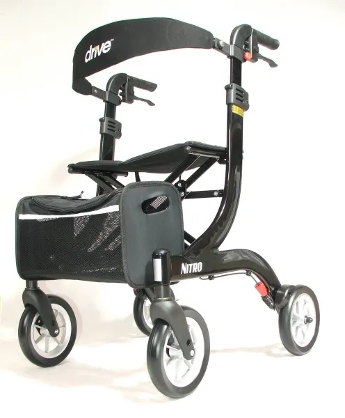 Lichtgewicht rollator Nitro medium zwart met ultra soft wielen