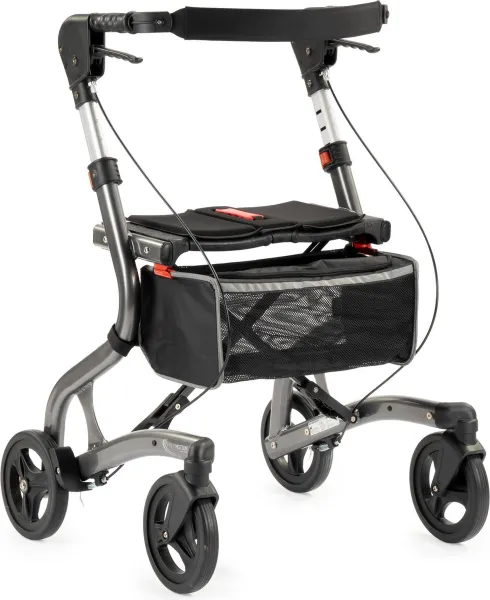 MultiMotion Trollimaster RG70 Rollator Standard - Kleur:Donkergrijs - Zithoogte 60cm (lengte vanaf 1.65cm)
