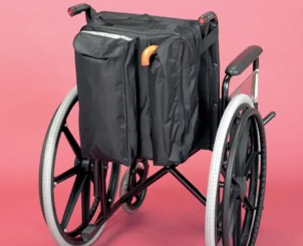 Opbergtas voor achteraan de rolstoel met wandelstokzakje