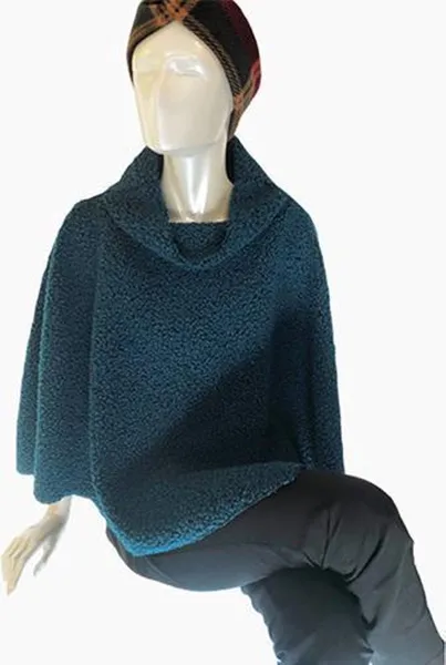 Poncho Fleur - Rolstoelponcho -Colkraag - Petrol