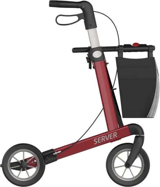 Rehasense Server zithoogte 62 cm - zachte comfort wielen - Large  rood - Gewicht 7,2 kg - Scootmobiel Steenwijk uitvoering