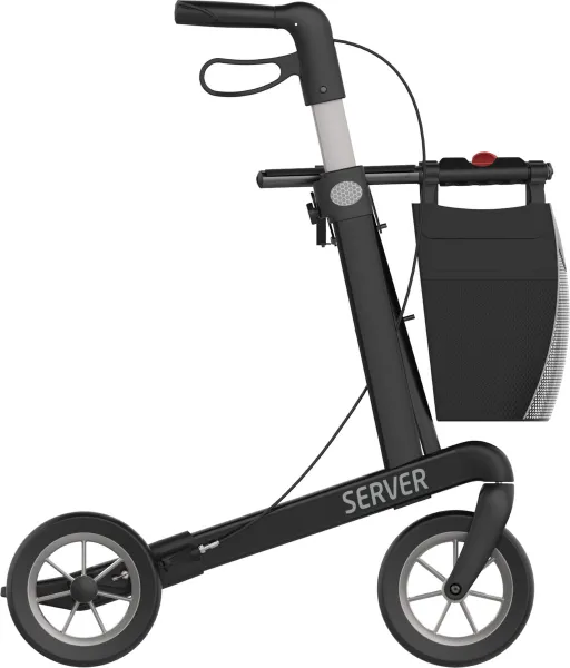 Rehasense Server zithoogte 62 cm - zachte comfort wielen - Large  zwart - Gewicht 7,2 kg - Scootmobiel Steenwijk uitvoering