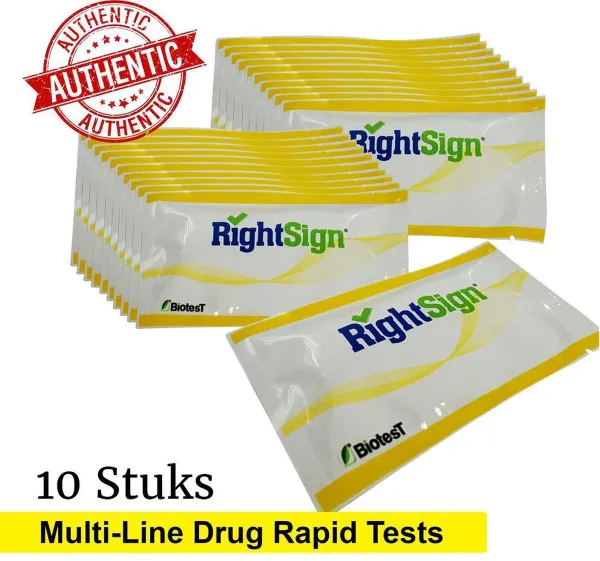 RightSign multi-drugs sneltest panel (urine) 10 stuks| Multidrugs test| Drugstest| Multi-drugs 7 drugs rapid panel | 10 stuks