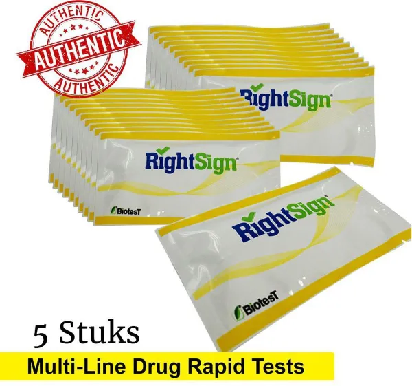 RightSign multi-drugs sneltest panel (urine) 5 stuks| Multidrugs test| Drugstest| Multi-drugs 7 drugs rapid panel | 5 stuks
