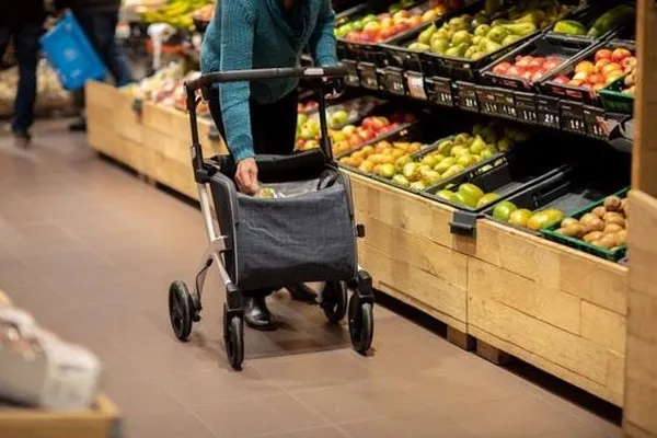 Rollz Flex - Mat Zwart-denim grijs - klassieke rem - Rollator