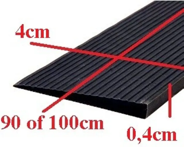 Rubber drempelhulp 0,4 x 4 x 100 cm met lijmlaag (zwart)