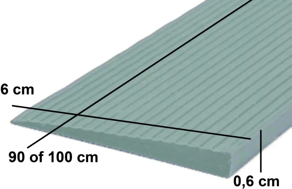Rubber drempelhulp 0,6 x 6 x 100 cm met lijmlaag (grijs)