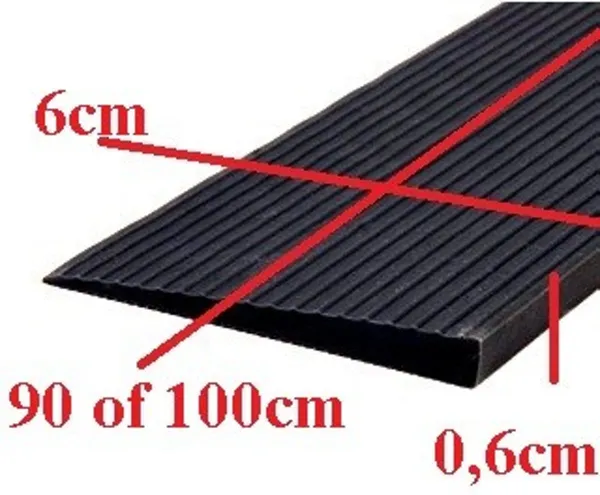 Rubber drempelhulp 0,6 x 6 x 100 cm met lijmlaag (zwart)
