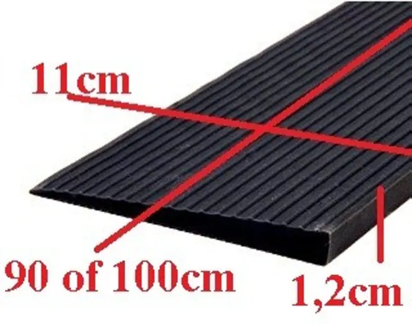 Rubber drempelhulp 1,2 x 11 x 100 cm met lijmlaag (zwart)