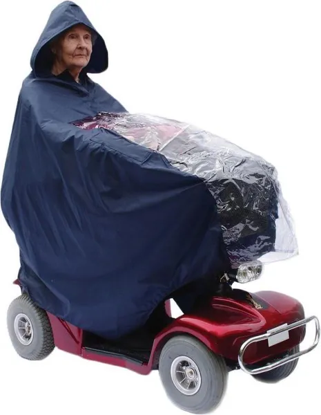 Scootmobiel Regencape met Doorzichtig paneel | Regenponcho