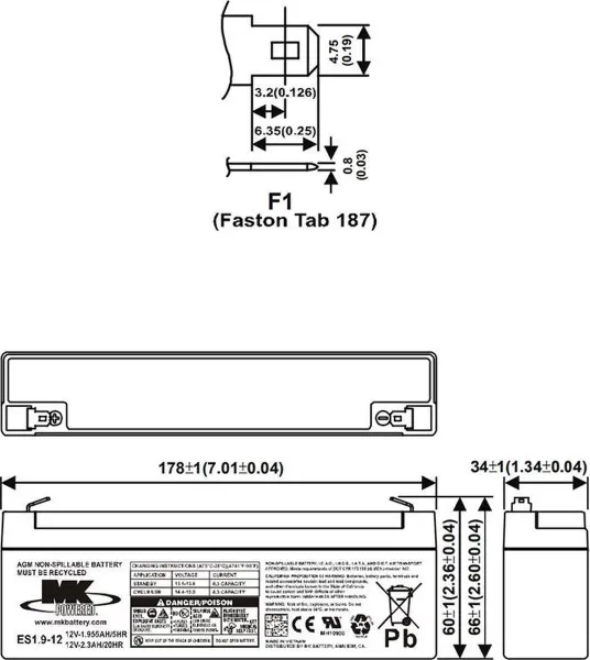 Scootmobiel accu MK AGM 12V-1,9Ah