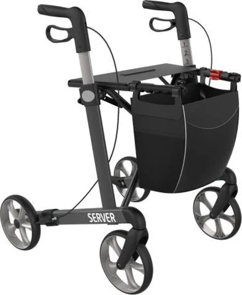 Server Lichtgewicht Rollator Antraciet - Zachte comfort banden