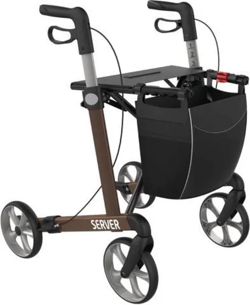 Server Lichtgewicht Rollator Bruin Medium - Zachte comfort banden