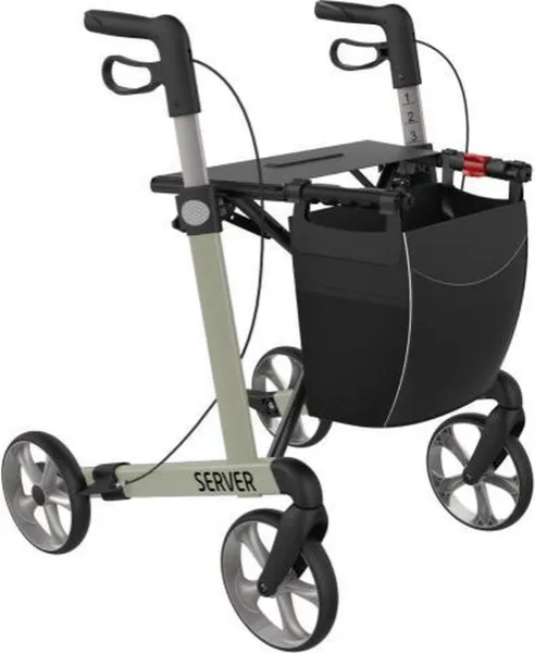 Server Lichtgewicht Rollator Champagne Medium - Zachte comfort banden