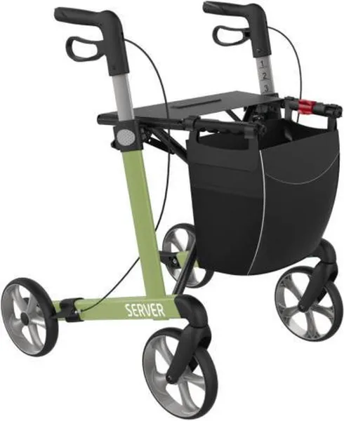 Server Lichtgewicht Rollator Groen - Zachte comfort banden