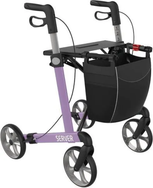 Server Lichtgewicht Rollator Lila - Zachte comfort banden