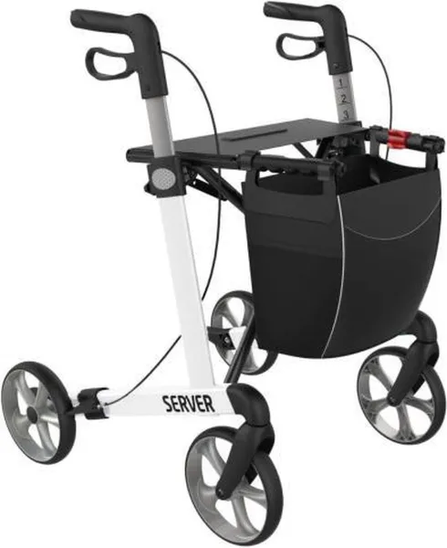 Server Lichtgewicht Rollator Wit - Zachte comfort banden