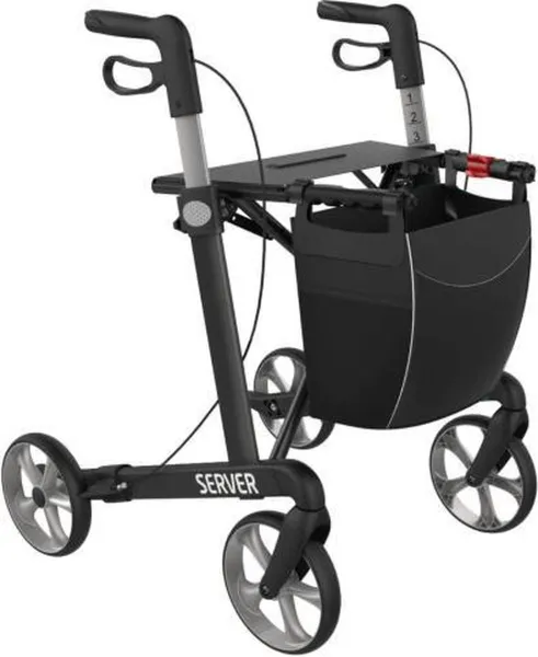 Server Lichtgewicht Rollator Zwart - Zachte comfort banden