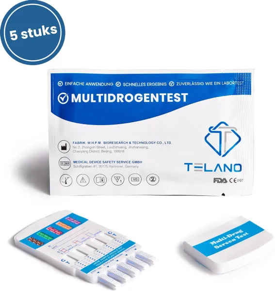 5 stuks Multidrugstest 10 - Drugstest urine - Betrouwbaar en Nauwkeurig - Thuistestenkopen.nl