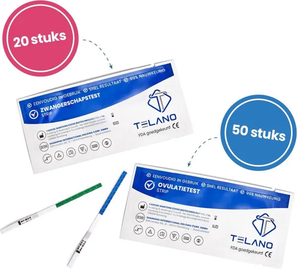 Ovulatietest 50 stuks extra gevoelig -10 stuks Zwangerschapstesten extra vroeg - Voordeelpakket
