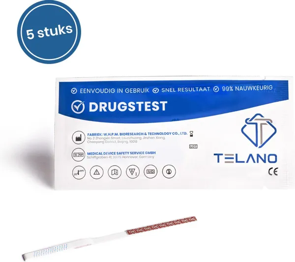 5 stuks Drugstest Cannabis Marihuana Wiet - strips - THC - 50ng/ml - drugtest - Thuistestenkopen.nl