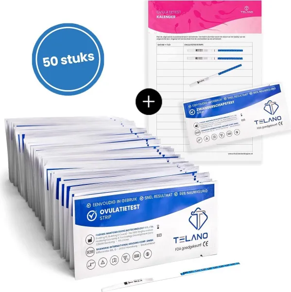 50 stuks Ovulatietesten - Dipstick gevoelig - Gratis zwangerschapstest - Thuistestenkopen.nl - Ovulatietest strip