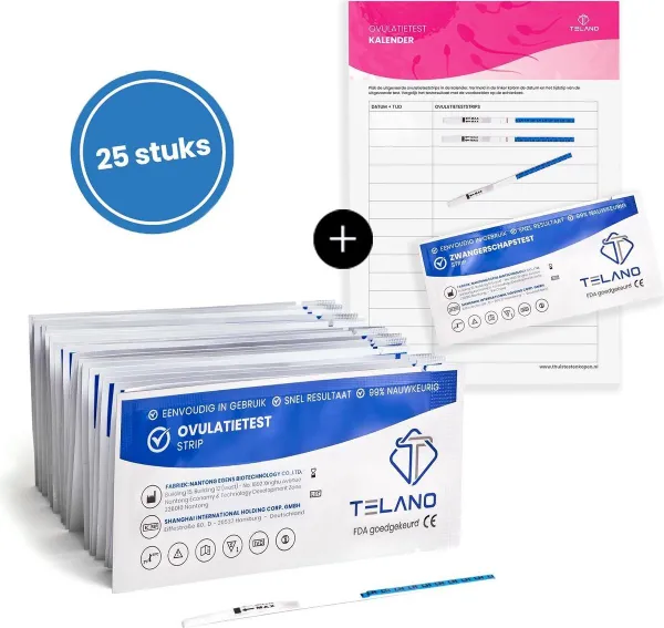 25 stuks Ovulatietesten - Dipstick extra gevoelig - Gratis zwangerschapstest - Thuistestenkopen.nl - Ovulatietest strip
