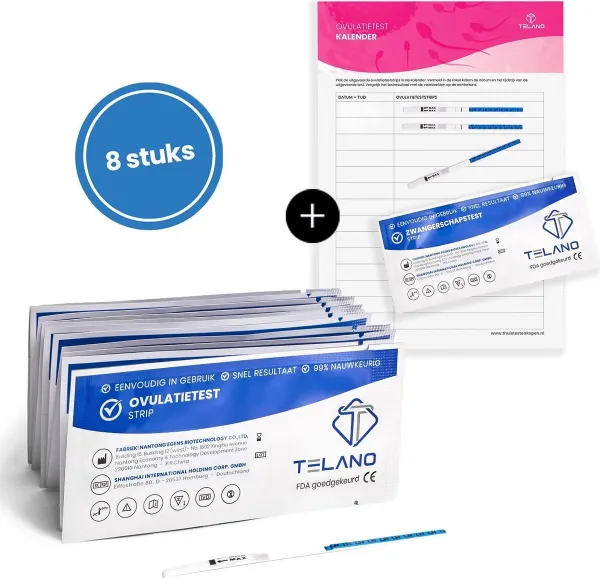 8 stuks Ovulatietesten - Dipstick gevoelig - Gratis zwangerschapstest - Thuistestenkopen.nl - Ovulatietest strip