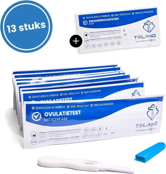 Ovulatietest 13 stuks Midstream gevoelig - Gratis zwangerschapstest - Betrouwbare en Nauwkeurige ovulatietesten - Thuistestenkopen.nl