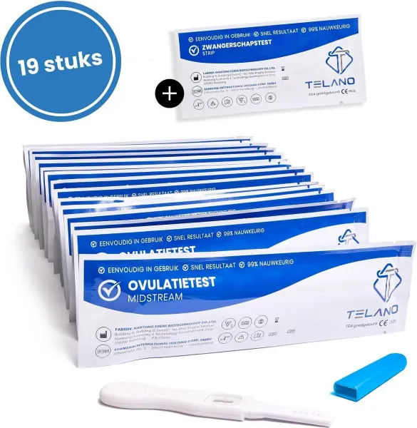Ovulatietest 19 stuks Midstream gevoelig - Gratis zwangerschapstest - Betrouwbare en Nauwkeurige ovulatietesten - Thuistestenkopen.nl