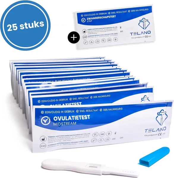 Ovulatietest 25 stuks Midstream gevoelig - Gratis zwangerschapstest - Betrouwbare en Nauwkeurige ovulatietesten - Thuistestenkopen.nl