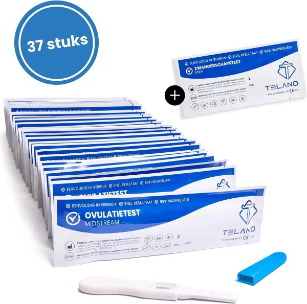 Ovulatietest 37 stuks Midstream gevoelig - Gratis zwangerschapstest - Betrouwbare en Nauwkeurige ovulatietesten - Thuistestenkopen.nl