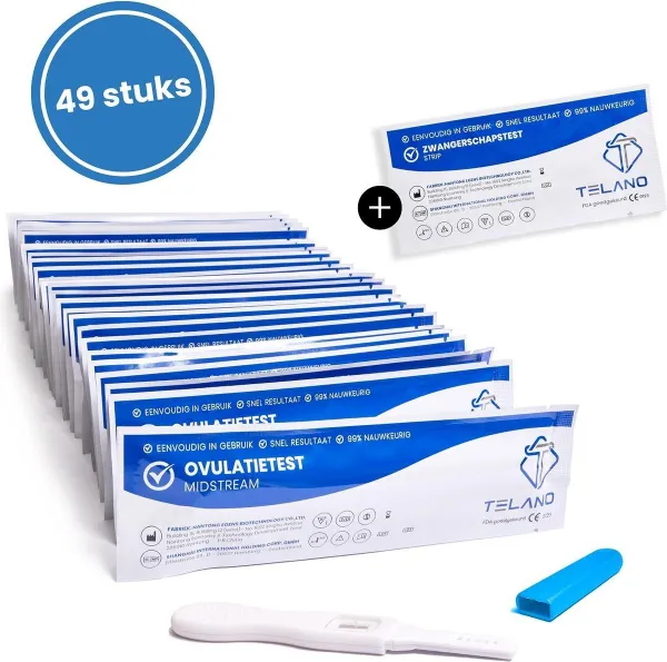 Ovulatietest 49 stuks Midstream gevoelig - Gratis zwangerschapstest - Betrouwbare en Nauwkeurige ovulatietesten - Thuistestenkopen.nl