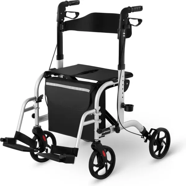 Uniprodo Rollator-transportstoel -transportstoel - zilver - 136 kg
